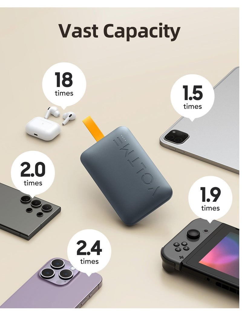 فولتمي ١٠٠٠٠mAh يو إس بي سي باور بانك مع بيلت-إن تايب سي كابل، ٢٢٫٥W PD فاست تشارجينغ - ألترا-سليم بورتابل تشارجر مع ٣ بورتس، كومباكت إكسترنال باتري باك لهواتف آيفون إير، ١٧/١٧ برو، ١٧ برو ماكس، آيفون ١٦، ١٥ سيريز، سامسونج جالاكسي S٢٥، S٢٤، S٢٣ ألترا، جوجل بيكسل ١٠، ٩، ون بلس ١٤، ١٣، شاومي ١٦، ١٥، آيباد برو/إير، أندرويد ديفايسز، إيربودز - لايتويغت، أفياشن سيرتيفايد، ترافل فريندلي - Image 4